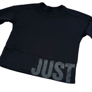 Nike Sweatshirt Womens Small (S) Black Crew Neck Long Sleeve Logo Ripped Stretch